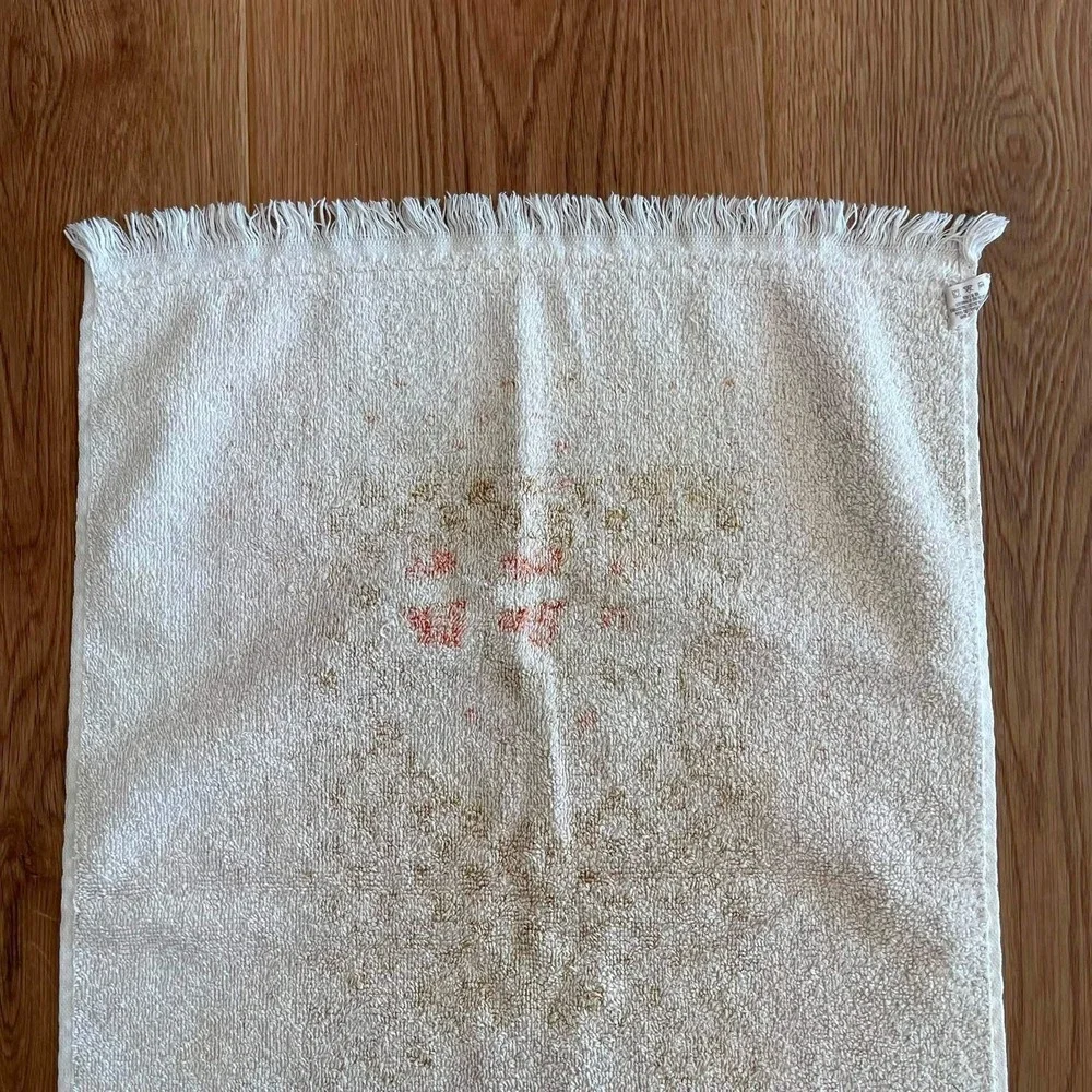 Vintage Cannon Kitchen Hand Towel Herbs Orange Brown Fringe